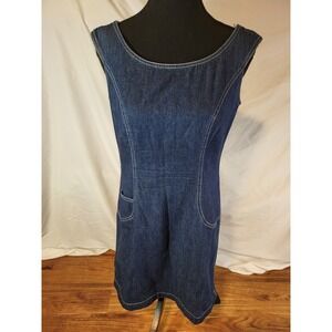Vintage DKNY Blue Denim Sleevelss 100% Cotton Dress Size‎ 8